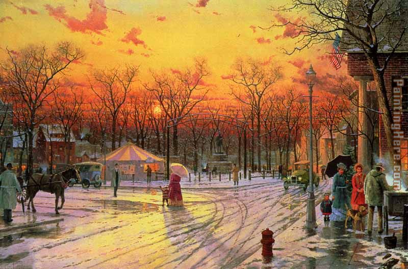 Town Square painting - Thomas Kinkade Town Square art painting